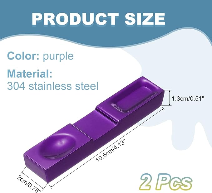 uxcell 2pcs Chopstick Rest, 304 Stainless Steel Chopsticks Holder 4.13" x 0.78" x 0.51", Household Tableware Kitchen Tools for Spoon Fork Teaspoon Dining Tool Rest, Purple