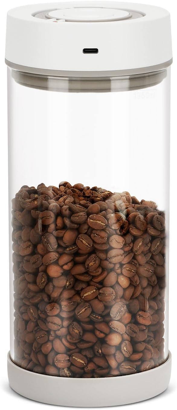Automatic Vacuum Coffee Canister, 1.35L Airtight Coffee Canister for 18oz Coffee Beans, One-Button Operation & Date Tracker, Coffee & Food Storage Container, Coffee Bar Accessories, Gifts