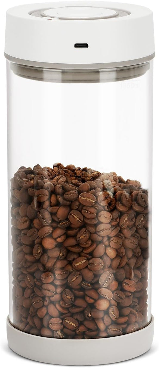Automatic Vacuum Coffee Canister, 1.35L Airtight Coffee Canister for 18oz Coffee Beans, One-Button Operation & Date Tracker, Coffee & Food Storage Container, Coffee Bar Accessories, Gifts