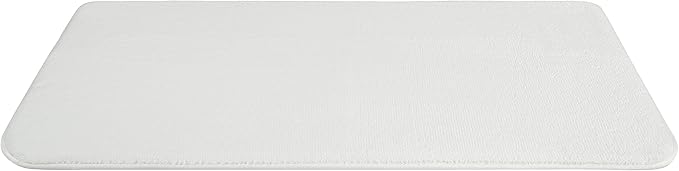 American Soft Linen 21x32 Fluffy Foamed Slip Reducer Bath Rug, Machine Washable Area Bath Mat Rugs for Bathroom, White