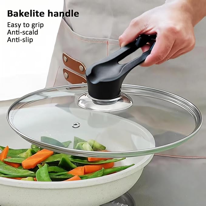 14 inch Glass Lids For Pots, Pans and Skillets,Fit Pot With Inner dia 14.1-14.5 Inches, Available in size 11″, 12″, 12.5″, 13.5″ and 14″,Replacement Tempered Clear Glass Lids with Steam Vent