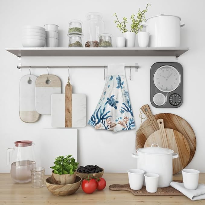 Sea Turtle Hand Towels Bundle 4 Packs Ocean Beach Hand Towels Decorative Coastal Hanging Kitchen Towels for Home Bathroom Spa Dish Washcloth Soft Tropical Coastal Fingertip Towels