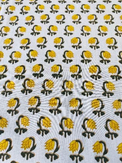 Ridhi Vintage Yellow Hand Block Print Cotton Rectangle Tablecloth 102" x 48" inches Reusable Table Cover Decorative Everyday Use for Dining Room, Farmhouse, Home, Party, Festive & Wedding, Fall