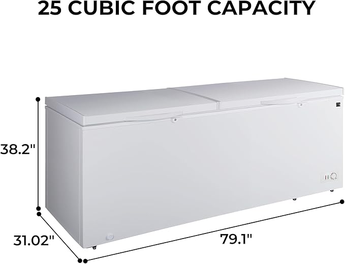 Kenmore Deep Freezer - Convertible Refrigerator/Chest Freezer, 2 Hanging Basket, Garage Ready, Meat Storage, Front Drain, Congelador For Home, Apartment, Basement, Cottage 25.0 Cubic Feet, White