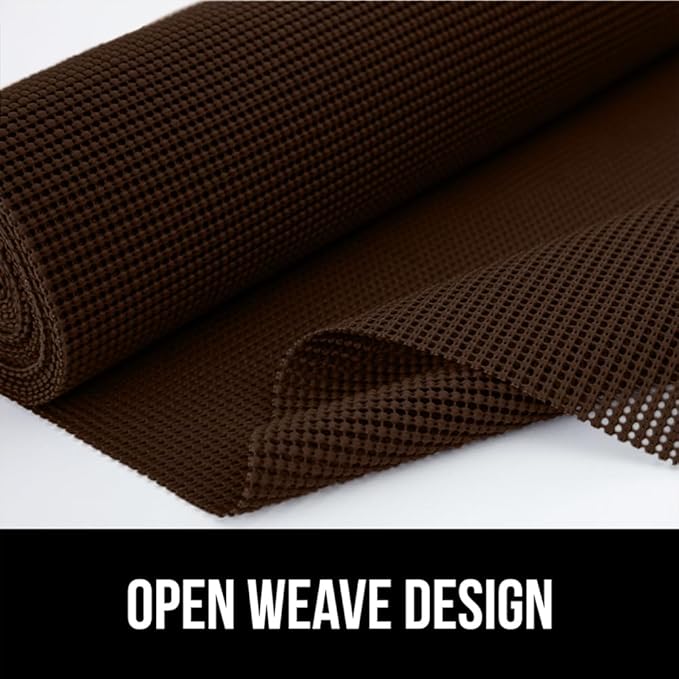 GORILLA GRIP powerGRIP Drawer Shelf and Cabinet Liner, Thick Strong Hold, Non-Adhesive Liners Protect Kitchen Cabinets and Cupboard, Bathroom Drawers, Easy Install, Breathable Mat, 20" x30', Chocolate