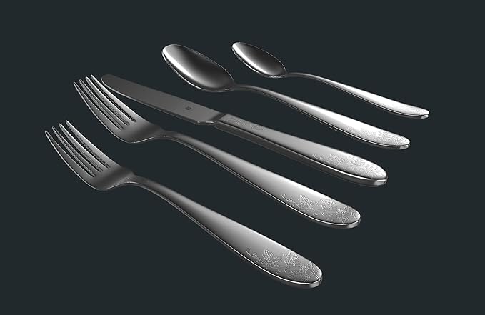 Modern Silverware Set, 18/10 Stainless Steel Flatware, Mirror Finish, Dishwasher Safe, Elegant Cutlery for Home and Dining, Built to Last (80-Piece, Imperial)