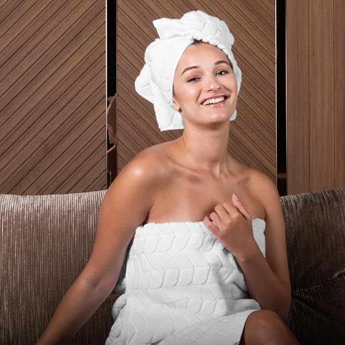 BAGNO MILANO Turkish Cotton Ultra-Soft Plush Absorbent Quick Dry Bathroom Towel Set, Made in Turkey (Cream, Bath Sheet)