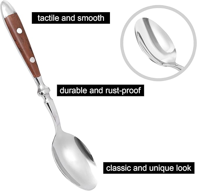 20-Piece Silverware Set Service for 4 with Two Rivets, Vintage Flatware Set, Stainless Steel Cutlery Set with Wood Grain Bakelite Handle,Dishwasher Safe, Light Brown Color