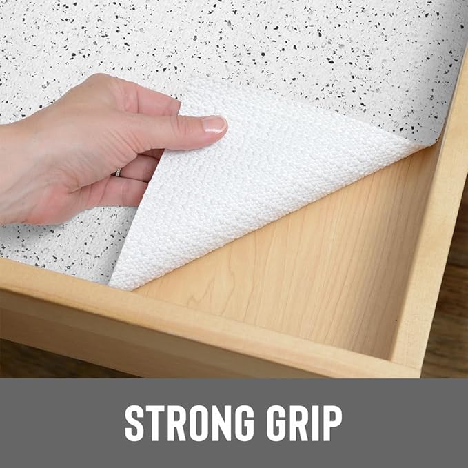 Con-Tact Brand Grip Prints Non-Adhesive Non-Slip Counter Top, Drawer/Shelf Liner, 12" x 20', Granite Black and White