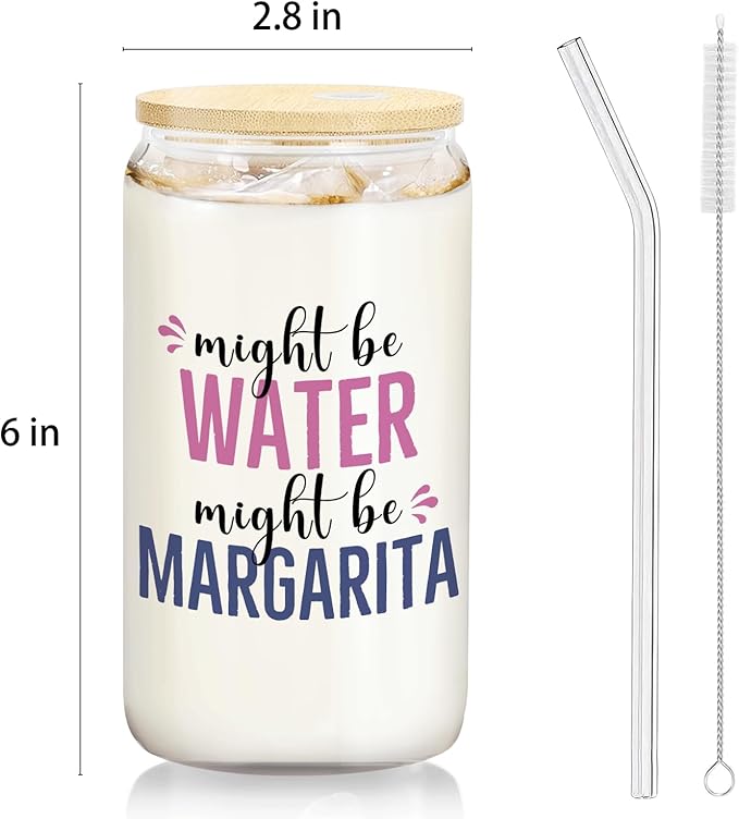 margarita glasses cup Gifts for Cocktail Lovers, Funny Might Be Margarita Tumbler Gifts For Women 14oz,Tequila Lime drinking jar for Cocktail Lovers