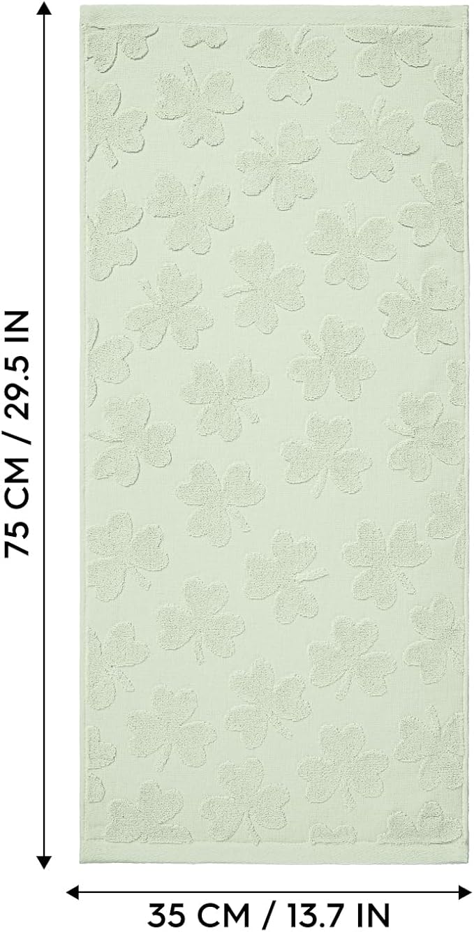 Artoid Mode 2 Pcs Light Green 3D Shamrock Jacquard Patrick Hand Towels for Bathroom, 100% Cotton Soft Absorbent Bathroom Decor Towels, 13.7 x 29.5 Inch