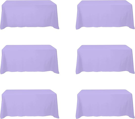 BRILLMAX 6 Pack Lavender Tablecloths for 6 Foot Rectangle Tables 90 x 132 Inch - 6ft Rectangular Bulk Linen Polyester Fabric Washable Cloth Cover for Wedding Reception Banquet Birthday Party