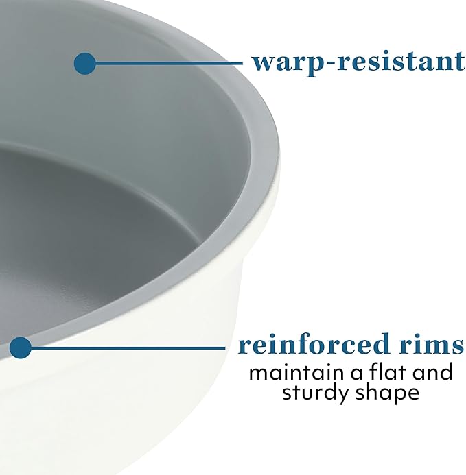 Sur La Table Kitchen Essentials Bake Sale 9 Inch PFOA, PFAS, PTFE Free Nonstick Round Cake Pan - Linen White