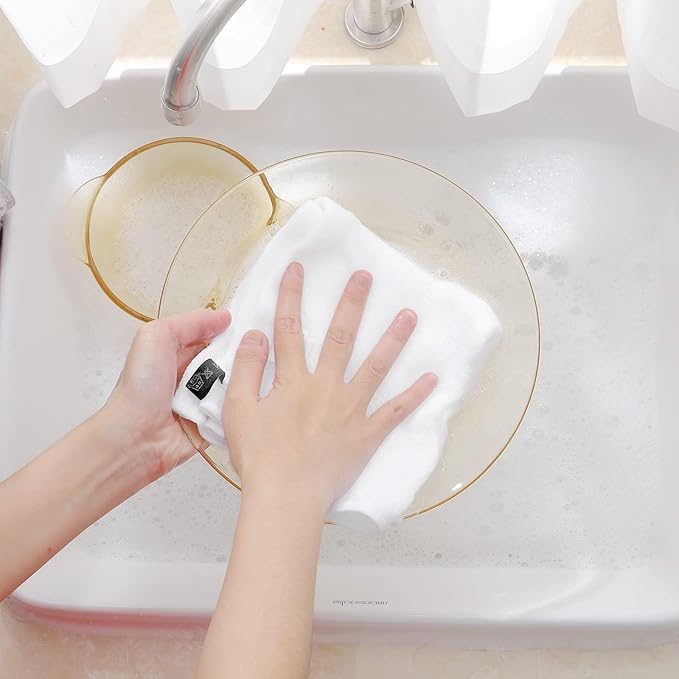 Homaxy 100% Cotton Waffle Weave Kitchen Dish Cloths, Ultra Soft Absorbent Quick Drying Dish Towels, 12 x 12 Inches, 8-Pack, White