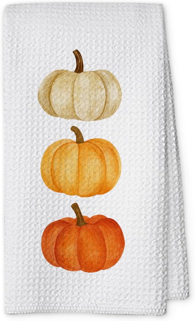 Fall Pumpkin Hand Towels for Kitchen Decor and Tea Dish Towel,1PCS Fall Thanksgiving Day Dishcloths,Farmhouse Fall Pumpkin Decor for Bathroom,Anthropology Autumn Gifts for Women - B02
