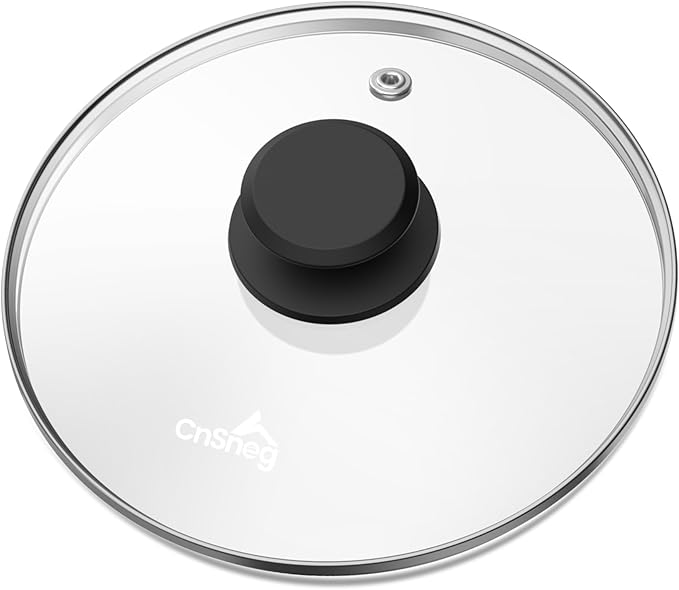 8 Inch Pan Lid For Pots Pans and Skillets, Cast Iron Skillet Lid, Tempered Glass Pan Lids Replacement, Pot Covers for Cooking, Wok, Crock Pot Lid with Stainless Steel Rim, Frying Pot Lids Only