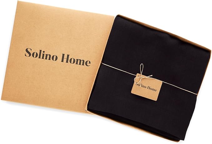 Solino Home Black Linen Tablecloth 70 x 70 Inch - 100% Pure Linen Table Cloth - Sonoma, Machine Washable Tablecloth for Winter, New Year