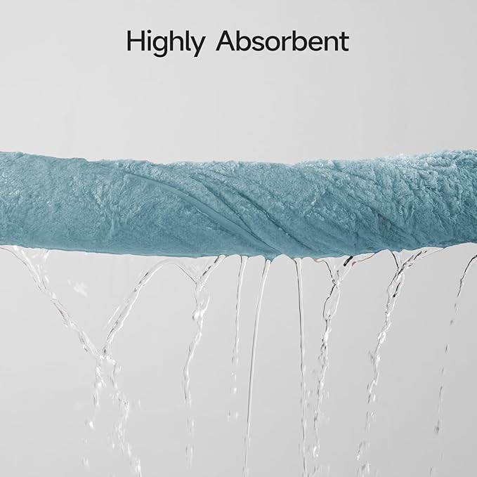 REDKISS 6-Piece Bath Towel Set, Ultra-Plush & Highly Absorbent 100% Cotton Towels for Bathroom, Blue Set Includes 2 Bath Towels, 2 Hand Towels, 2 Washcloths