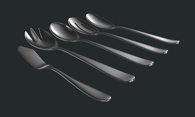 Serving Utensil Set – 18/10 Stainless Steel Serving Spoons, Salad Servers, Butter Knives, Mirror Finish, Dishwasher Safe, Elegant and Durable (10-Piece Serving Set, Fidenza)