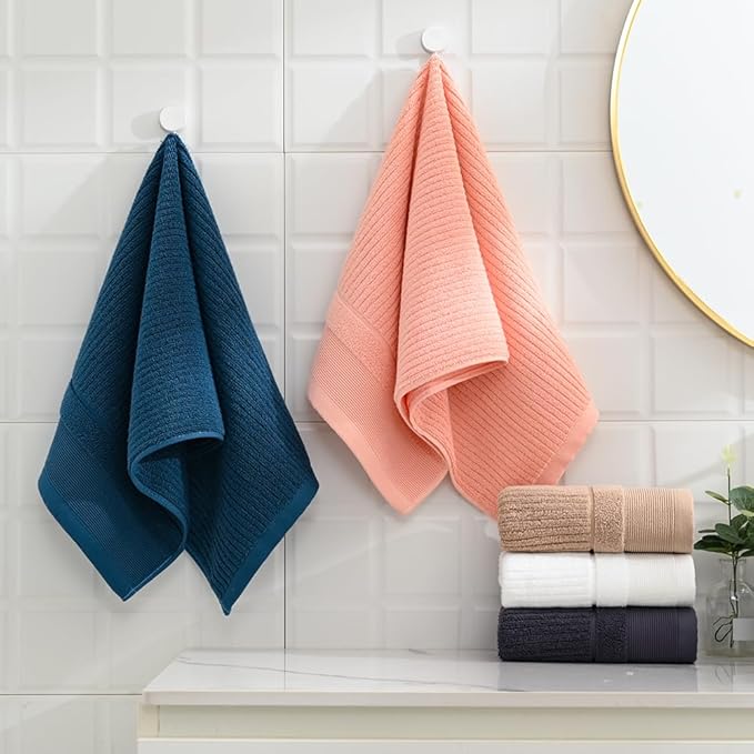 sense gnosis Dark Grey Hand Towel Thick Ribbed Striped Pattern 100% Cotton Absorbent 2 PC Hand Towel Set for Bathroom Home Decorative 13 x 29 Inch