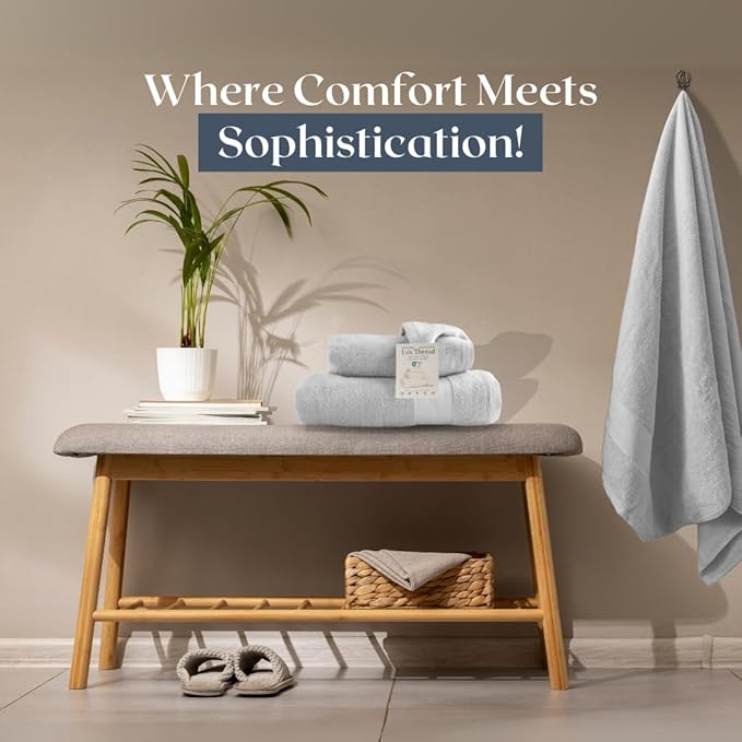 Egyptian Cotton Towel Set - 3 Piece | Ultra Soft 100% 600 GSM Towels | 1 Bath, 1 Hand, 1 Washcloth | Quick Dry, Durable for Bathroom, Home, Spa, Gym | Premium Towel Set (Light Gray)