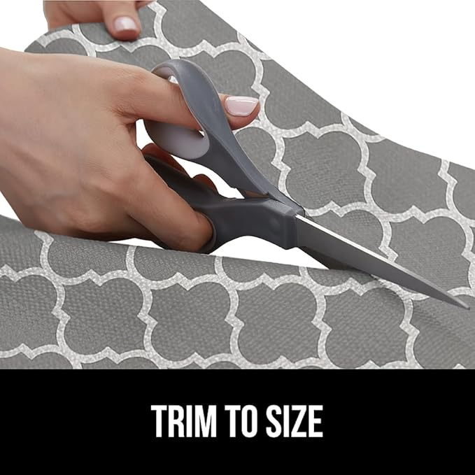 GORILLA GRIP DripGuard Shelf Liner, Non Adhesive Drawer and Kitchen Cabinet Protector, Slip Resistant BPA Free Smooth Surface Plastic Liners for Cabinets, Bathrooms, Closets, 12x240 Inch, White Gray