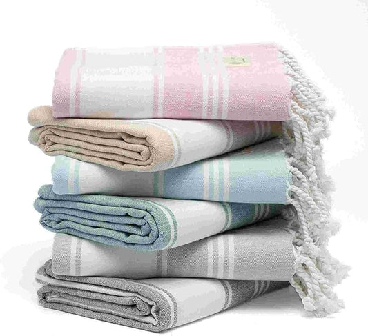 Salt Earth Cotton Turkish Beach Towel, Set of 6-36" X72" Large Bath Towels, Quick Dry Towel, Bathroom, Beach Essentials, Gym, Quick Dry for Shower, Lightweight Large Towels for All (Multicolor)