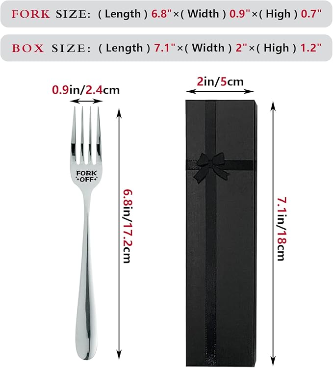 Fork Off,Funny Engraved Stainless Steel Fork,Food Dessert Lovers Gifts,Forks Gift,New Home Gifts,Funny Kitchen Gift for Man Woman,Dinner Dessert Fork with Gift Box