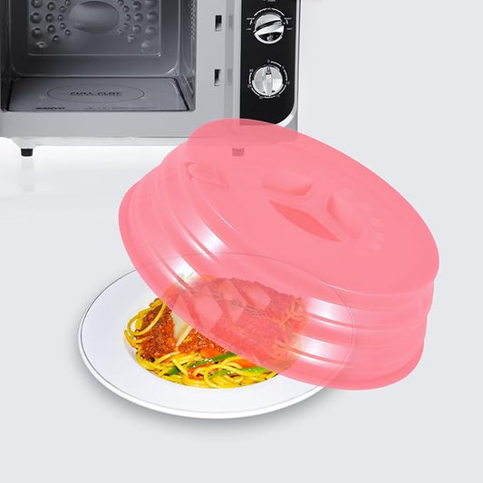 Kichwit Collapsible Silicone Microwave Plate Cover for Food, Dishwasher Safe and BPA Free, Red, 10.2”