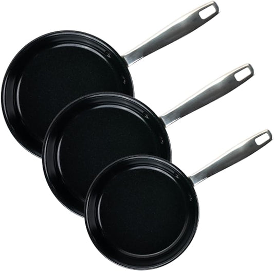 Alva Maestro Ceramic Frying Pan 3-Piece Set – No PTFE, PFOA, PFAS & Non-Toxic Nonstick Pan – Healthy Cooking Made Easy, Oven & Induction Safe, Even Heat, Scratch-Resistant, Sleek Belgian Design