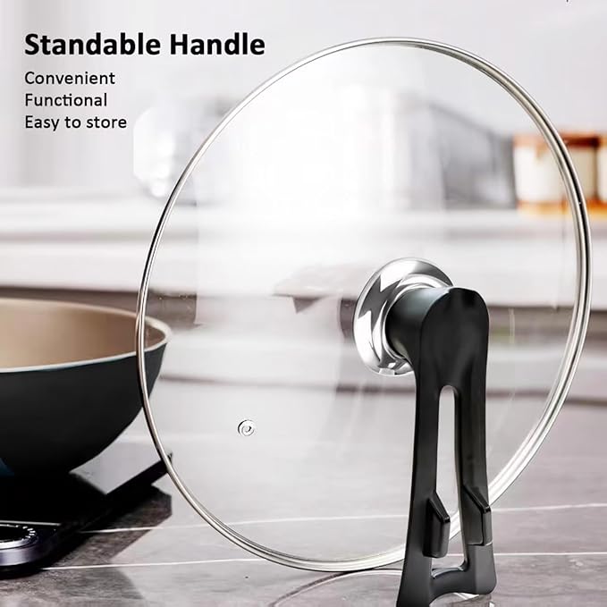 12.5 inch Glass Lids For Pots, Pans and Skillets,Small and Large size 11, 12, 12.5, 13.5 and 14 Inch,Replacement Tempered Clear Glass Lids with Steam Vent and standable handle