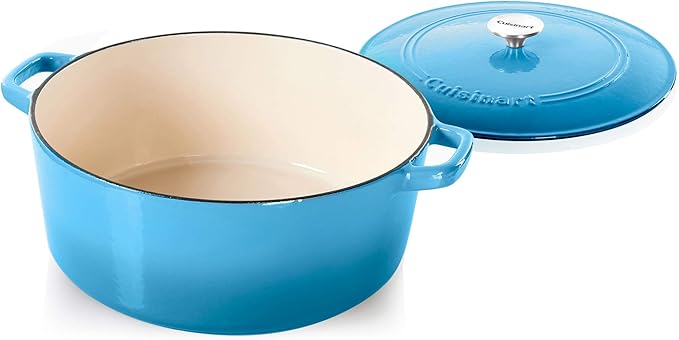 Cuisinart Chef's Classic Enameled Cast Iron Round Covered Casserole (Blue Gradient, 7- Quart)