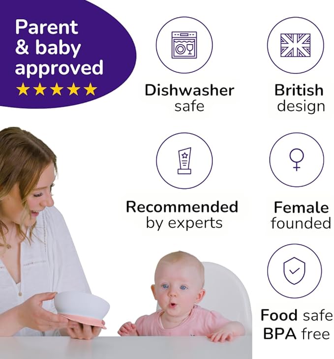 Doddl Baby Spoon and Fork, Cutlery Set for Babies 6+ Months, Learn to Self-Feed. Helps Weaning (Dusty Rose)