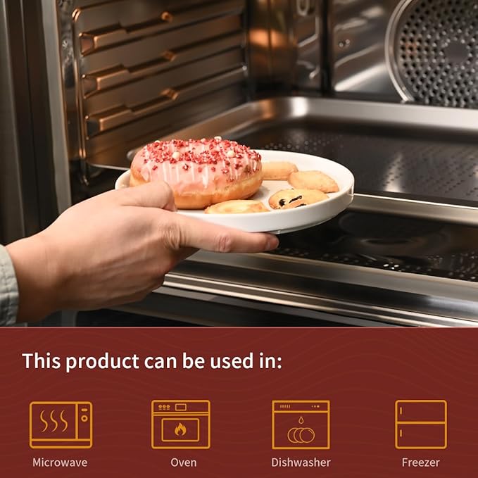 Ceramic Appetizer Plates Set of 6, Small Dessert Plates 7 inch, White Round Salad Plate, Porcelain Dinner Dishes for Cake, Waffle, Pasta, Microwave & Dishwasher Safe