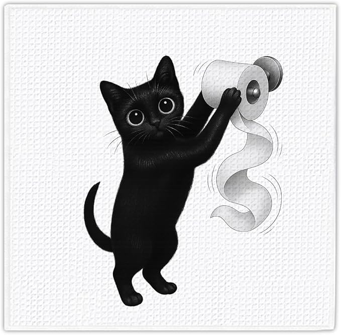 13x13 inch Cute Cat Kitchen Towels 1 PCS, Funny Pet Parents Gifts for Women and Decor Hand Towels for Bathroom, for Cat Lovers,Pet Owners Housewarming, Birthday-04
