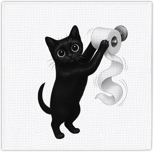 13x13 inch Cute Cat Kitchen Towels 1 PCS, Funny Pet Parents Gifts for Women and Decor Hand Towels for Bathroom, for Cat Lovers,Pet Owners Housewarming, Birthday-04