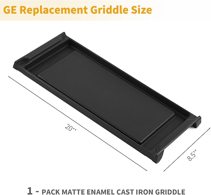 Allstare WB31K10220 Griddle Replacement Parts for GE Stove Parts Cafe Griddle Plate 20" x 8.5’’ GE Stove Top Cast Iron Center Griddle Pan General Electric Gas Range Cooktop Flat Top Pan 1 Pack
