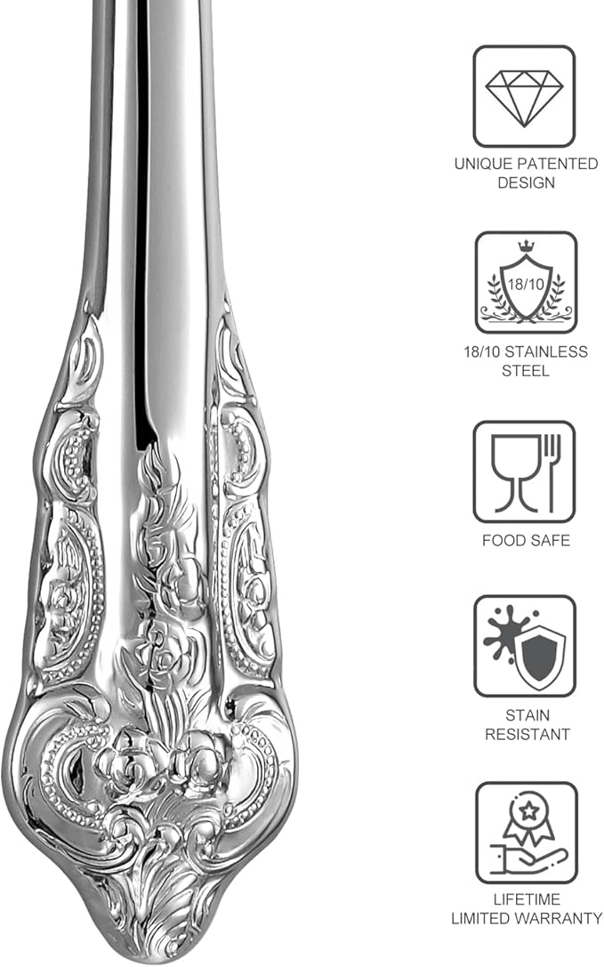 KEAWELL Gorgeous Wedding Cake Knife and Server Set, 18/10 Stainless Steel, Fine Luxury Cake Cutting Set (Silver)