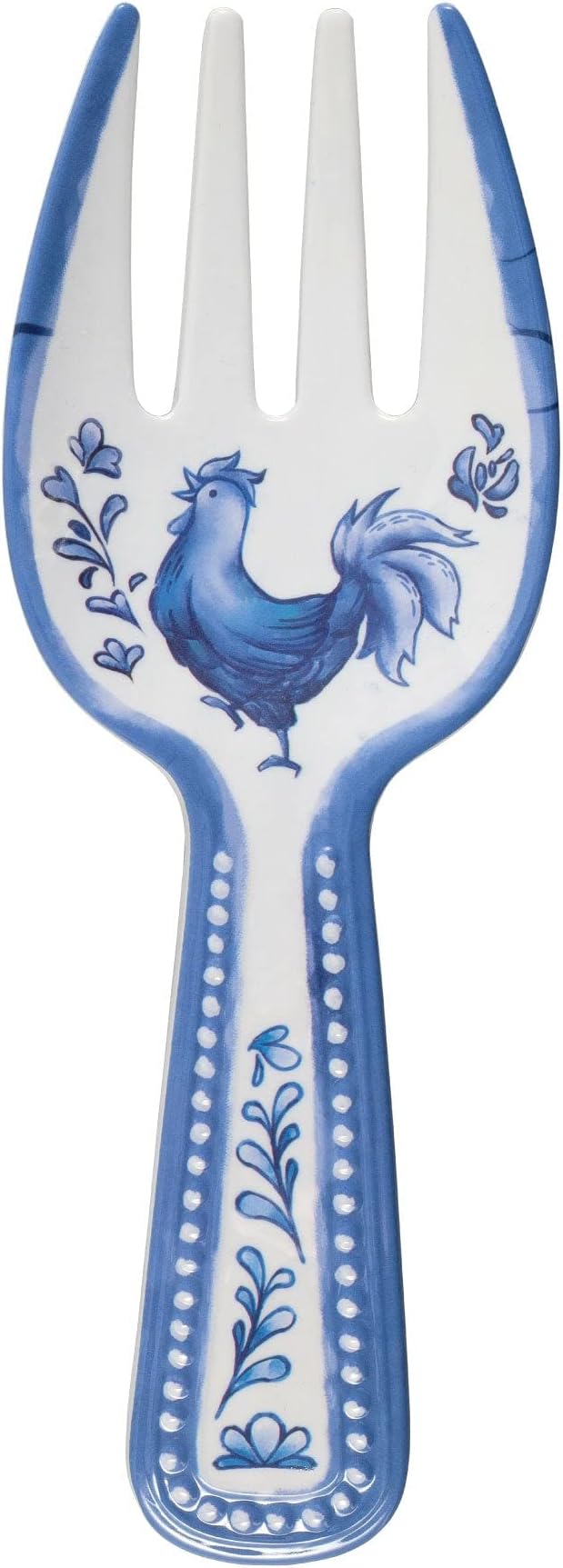 UPware Blue Rooster Melamine Salad Servers, Serving Utensil Set, Includes Serving Fork and Spoon for Tossing Salad, Pasta, Blue, 10.75 Inch, Set of 2