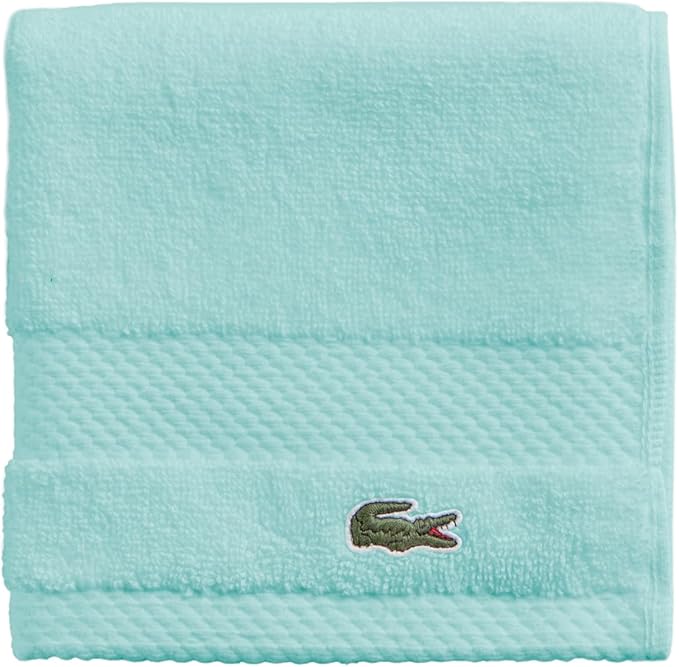 Lacoste Heritage 100% Supima Cotton Wash Cloth, Mint, 13" x 13" – Highly Absorbent & Quick Drying, Premium Super Soft Bath Towel, Bathroom Essential, Gift for All Occasions, Machine Washable