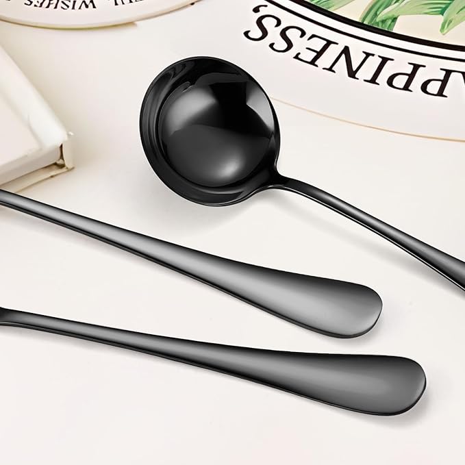 Black Utensils Catering Set 11-Piece Stainless Steel Spatula Turner Serving Spoon Fork Skimmer Ladle Cake Server Cutter, Buffet Banquet Kitchen Restaurant Hostess Set Easy to Clean