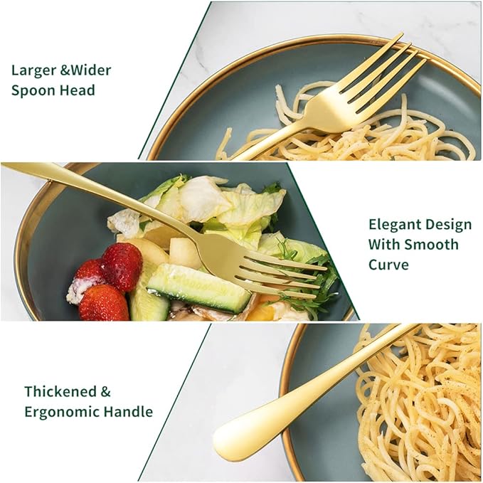 12Pcs Gold Stainless Steel Dinner Forks, Silverware Forks, Flatware Forks Set Of 12, Dishwasher Safe