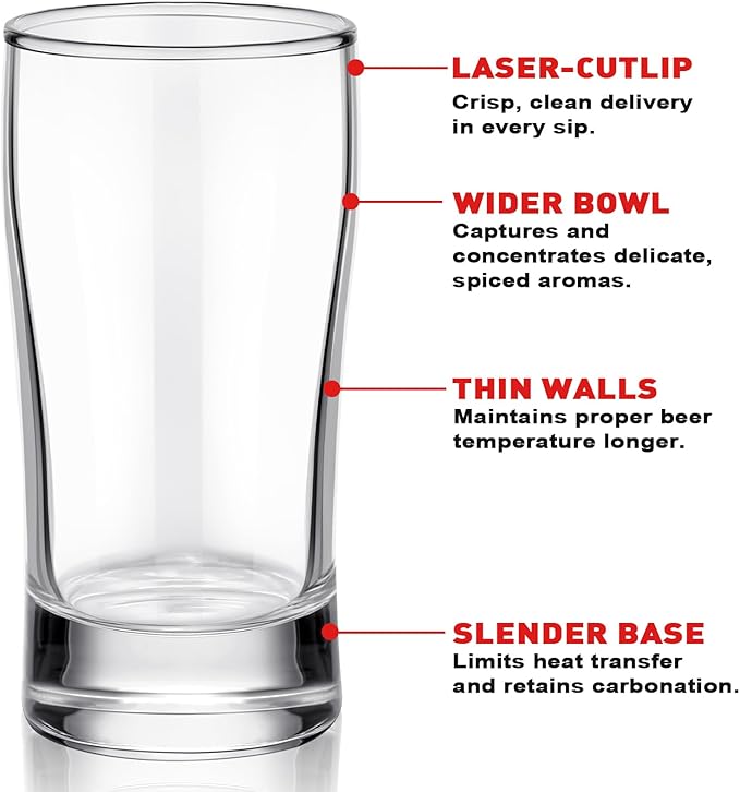 Bokon 12 Pcs Beer Glasses, Small Juice Glasses Cups Iced Tea Glasses Heavy Base Glassware Clear Glass Bulk Tumblers for Drinking Water Beer Milk Orange Juice Kids Breakfast (8 oz)