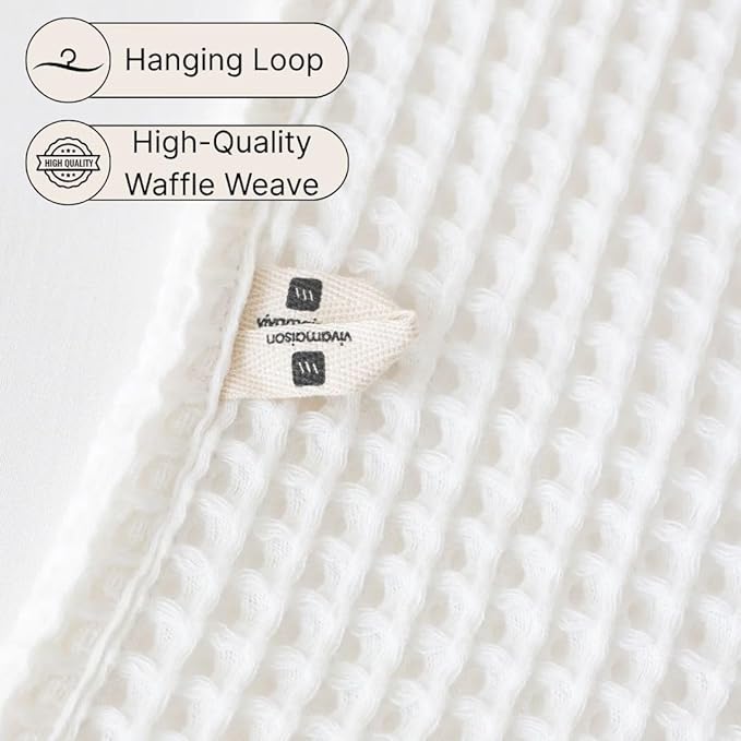 Premium Waffle Hand Towels Pack of 4 Extra Large 20x35 inch - 100% Turkish Cotton, Waffle Weave, Quick Dry, Lint Free, Super Absorbent, Thin Hand Bath Towel (White, Set of 4 Hand Towels)
