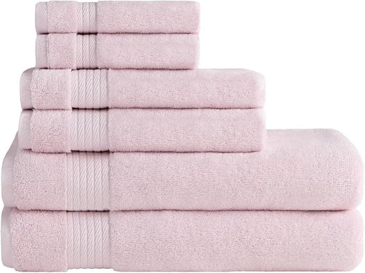 Ozdilek 6-Piece Bath Towel Set, 2 Bath, 2 Hand, 2 Wash100% Cotton Turkish Towels, 2 Bath Towels (30x60/550 GSM), 2 Hand Towels (16x30/575 GSM), 2 Washcloths (13x13/600 GSM) Towel Set (Mauve Pink)
