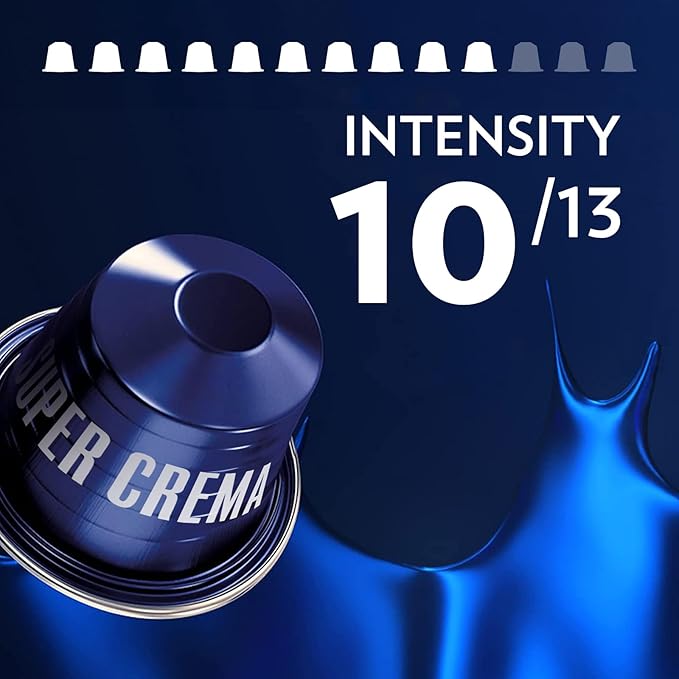 Lavazza Super Crema Aluminum Capsules Compatible with Nespresso* Original Machines, Medium Roast, Arabica and Robusta Blend (10 Capsules)