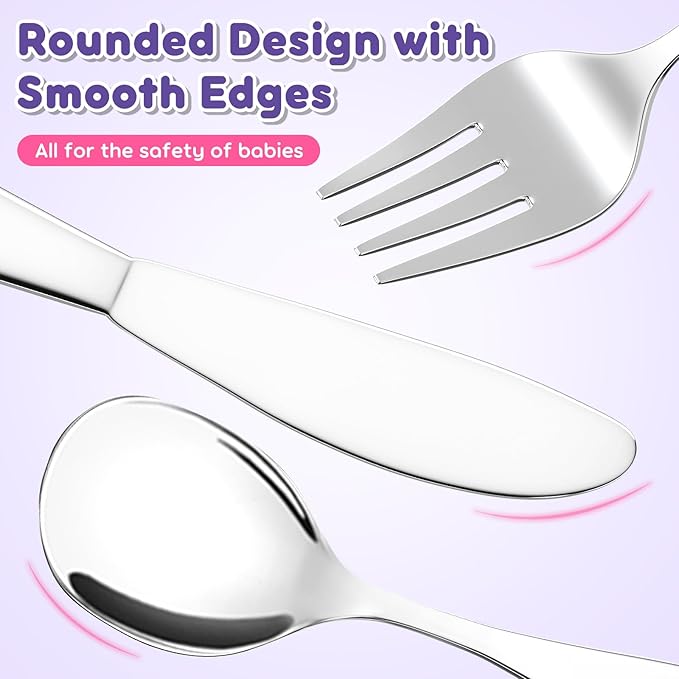 Lehoo Castle Toddler Utensils, 6 Pcs Toddler Silverware 3 Year Old Forks and Spoons, Kids Silverware Set Stainless Steel, Metal Silverware for Toddlers (Unicorn)