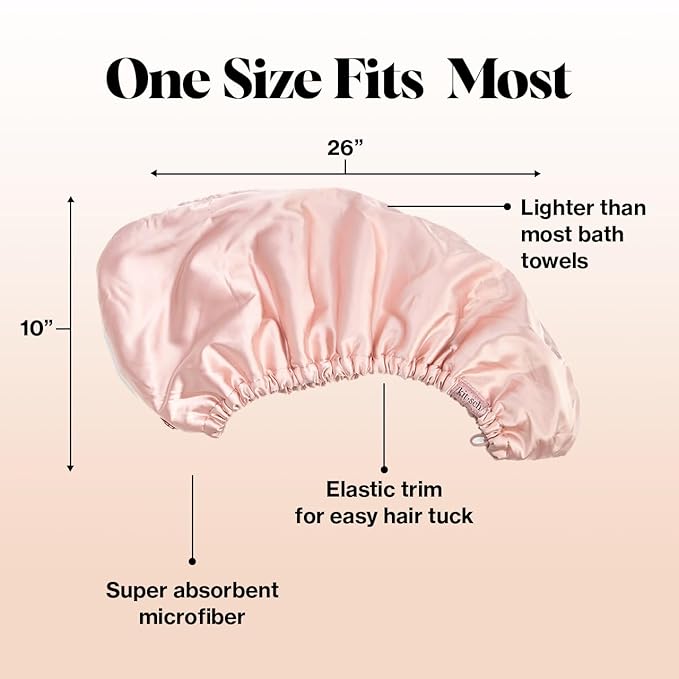 Kitsch Satin Microfiber Hair Towel Wrap for Women - Super Absorbent, Quick Dry, Anti-Frizz - for Long and Short Hairs, Turbans for Women, Wet and Curly Hair Wrap - Blush