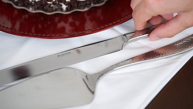 Hudson Essentials Hammered 18/10 Stainless Steel Cake Knife & Cake Server Set