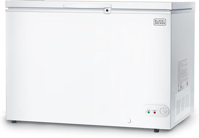 BLACK+DECKER 10 Cu. Ft. Chest Freezer, Deep Freezer with Top Opening, Freezer Chest with 2 Removable Storage Baskets, Mechanical Temperature Control, Manual Defrost, R600a Refrigerant,BCF1000E,White